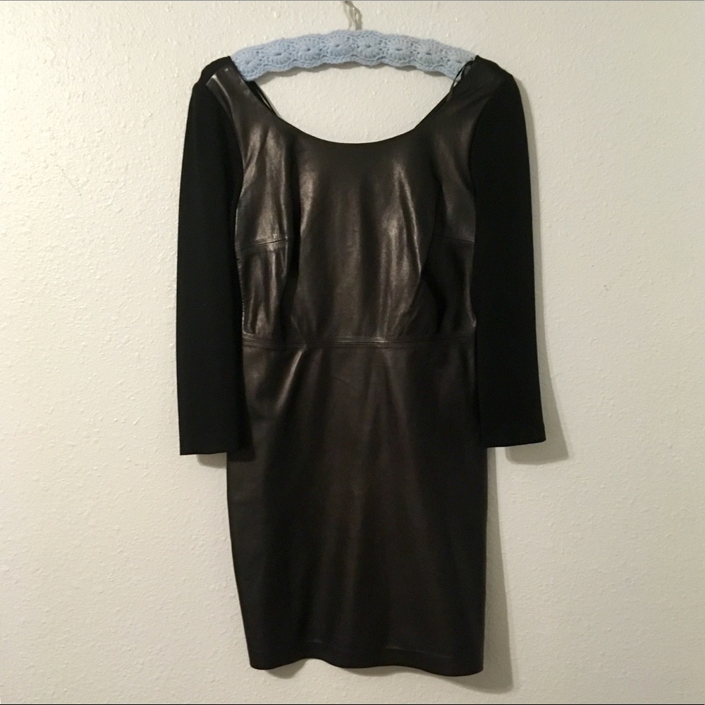 DVF Black Leather Cocktail Dress